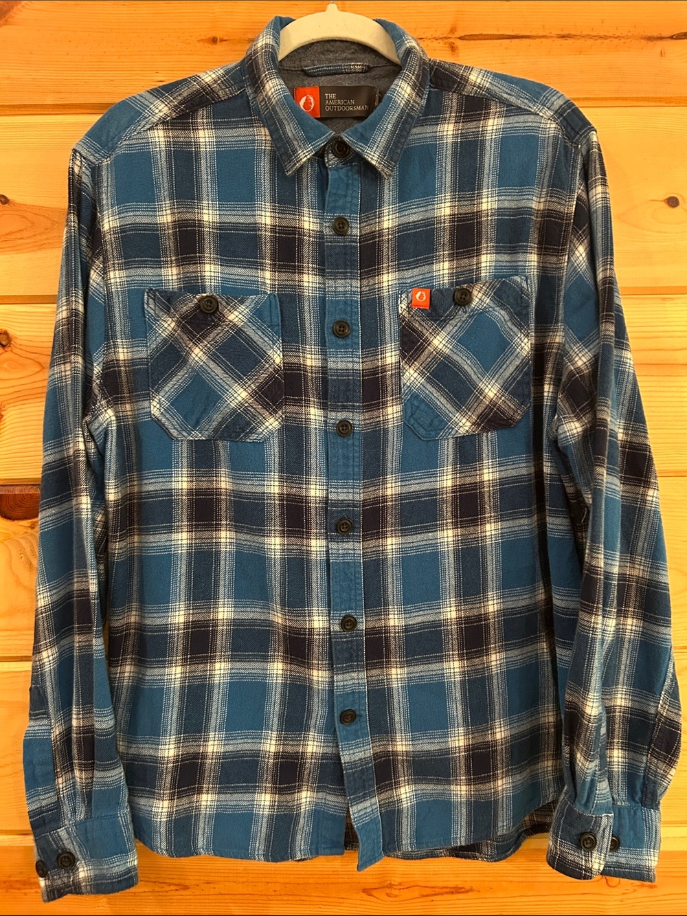 The American Outdoorsman Flannel Blue Plaid Cotton  Shirt, Size XL